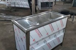 سینک صنعتی ۲ لگن کابینت دار